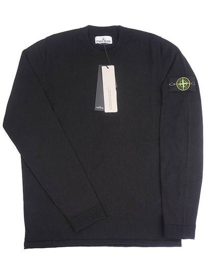 Raw Hand Cotton Crewneck Knit Top Black - STONE ISLAND - BALAAN 2