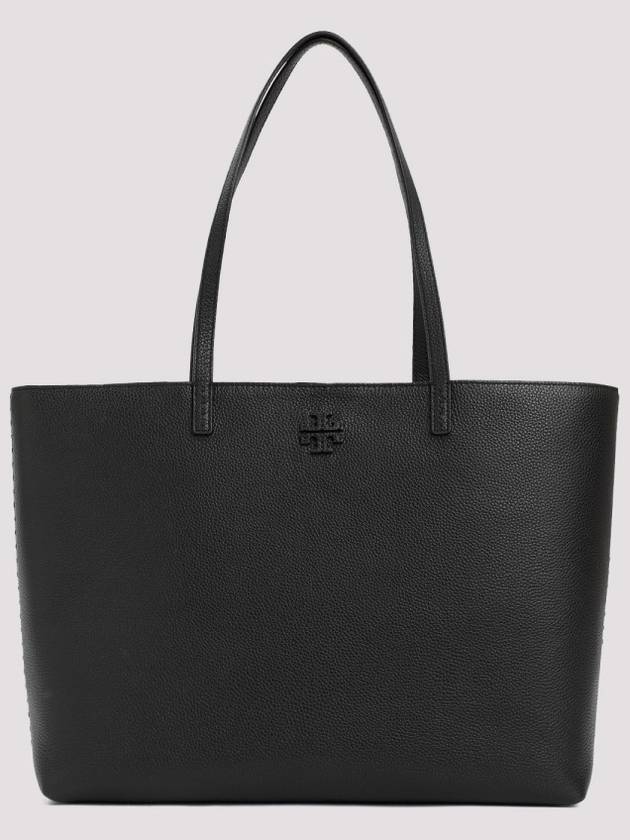 McGraw Logo Leather Tote Bag Black - TORY BURCH - BALAAN 2