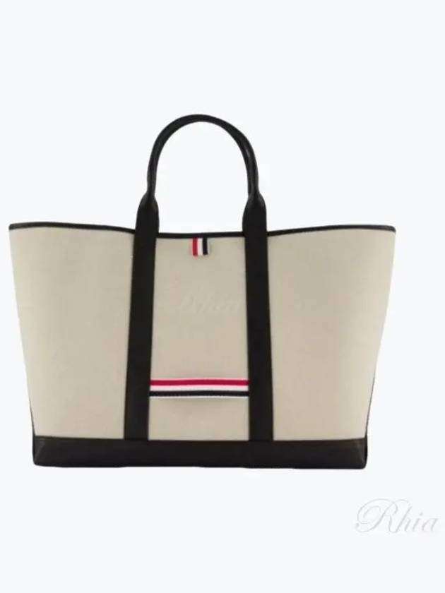 RWB Striped Medium Tote Bag Natural - THOM BROWNE - BALAAN 2