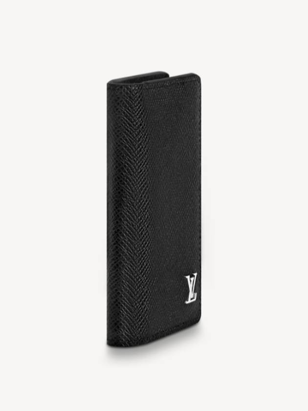 Pocket Organizer Taiga Leather Card Wallet Black - LOUIS VUITTON - BALAAN 3