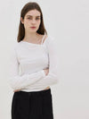 Unbalanced Strap Balloon Long Sleeve T-Shirt Ivory - LESEIZIEME - BALAAN 3