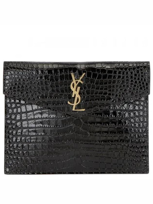 Uptown Crocodile Baby Pouch Bag Black - SAINT LAURENT - BALAAN 2