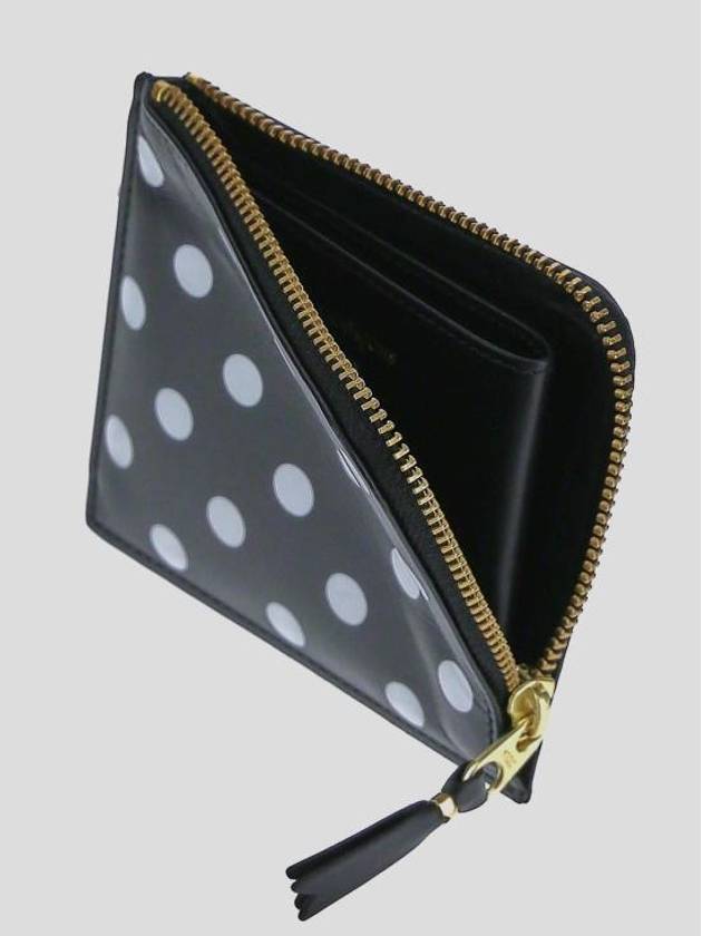 Polka Dot Leather Half Zipper Card Wallet SA3100PD BLACK - COMME DES GARCONS - BALAAN 1