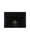 Leather Animalier Leather Card Case Wallet Black - GUCCI - BALAAN 3