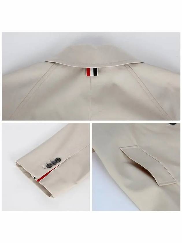 Waterproof Cotton Twill Striped Armband Cropped Car Coat Khaki - THOM BROWNE - BALAAN.