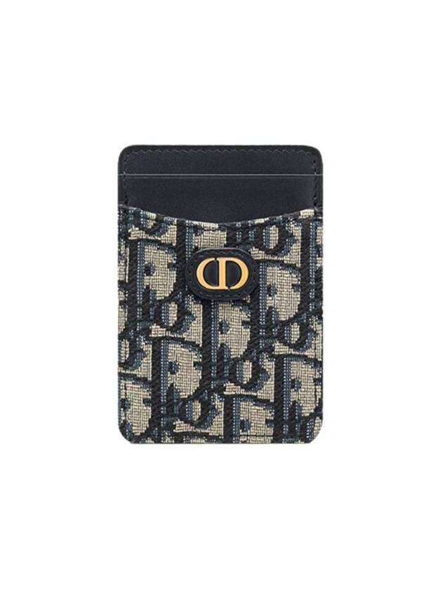 30 Montaigne Oblique Jacquard Sage Card Wallet Blue - DIOR - BALAAN 1