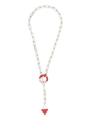 Logo Cross Chain Necklace Red Silver - MARCELO BURLON - BALAAN 1