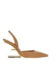 Women's First F Shape Metal Slingback Heels Brown - FENDI - BALAAN 2