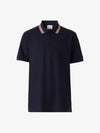 Icon Stripe Collar Cotton Polo Shirt Navy - BURBERRY - BALAAN 2