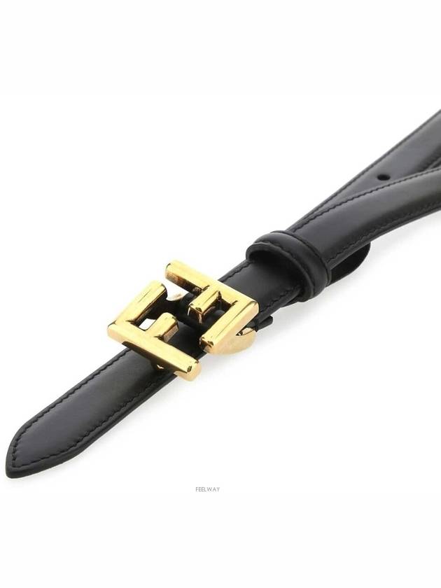 FF Logo Buckle Belt Black Gold - FENDI - BALAAN 3