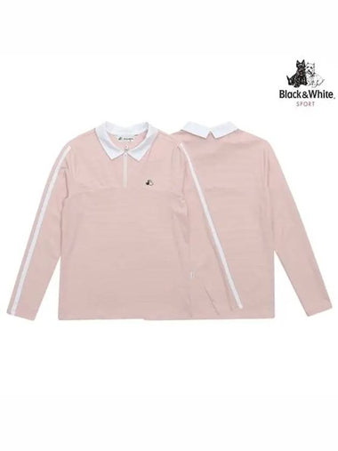 color matching collar half zip-up t-shirt 9322LAPDLPINK - BLACK&WHITE - BALAAN 1