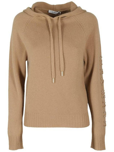 Women's Ananas Wool Cashmere Knit Hoodie Camel - MAX MARA - BALAAN 1