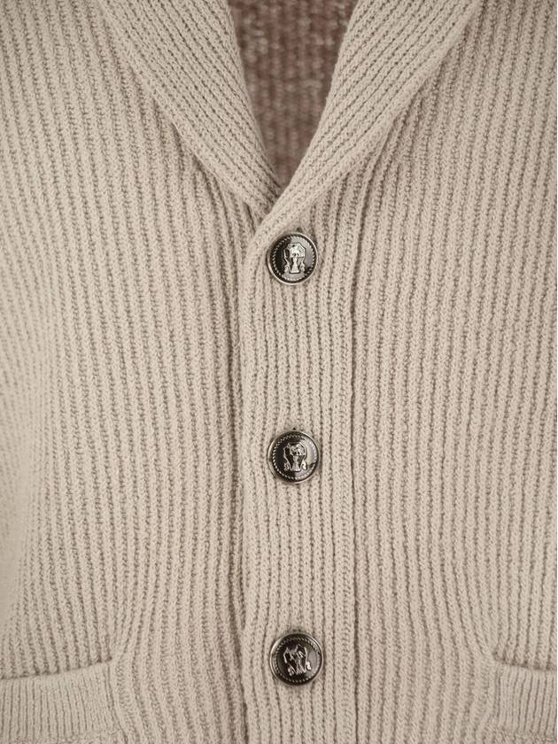 Shawl Collar Wool Cardigan Grey - BRUNELLO CUCINELLI - BALAAN 5