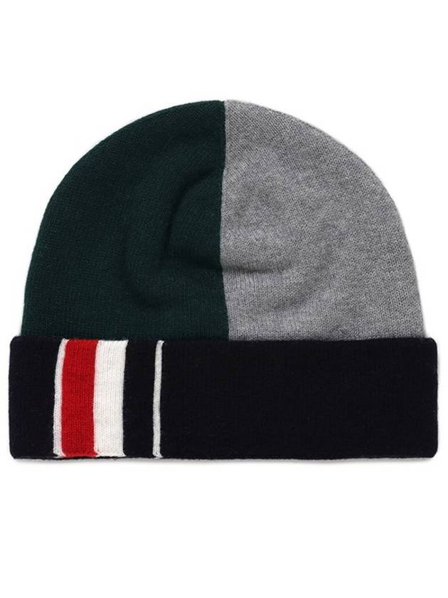 Funmix Side Stripe Merino Jersey Beanie Green - THOM BROWNE - BALAAN 2