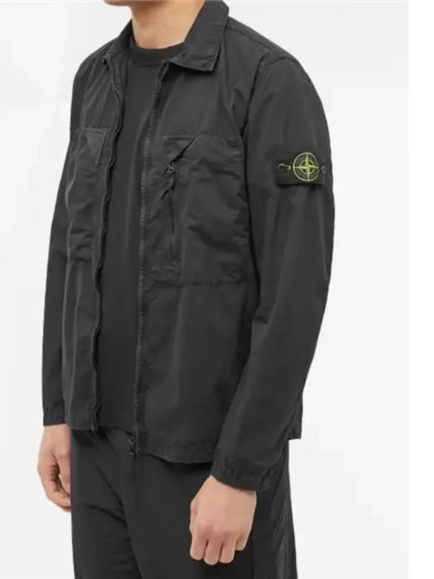 Wappen Patch Old Treatment Zip-Up Overshirt Black - STONE ISLAND - BALAAN 4