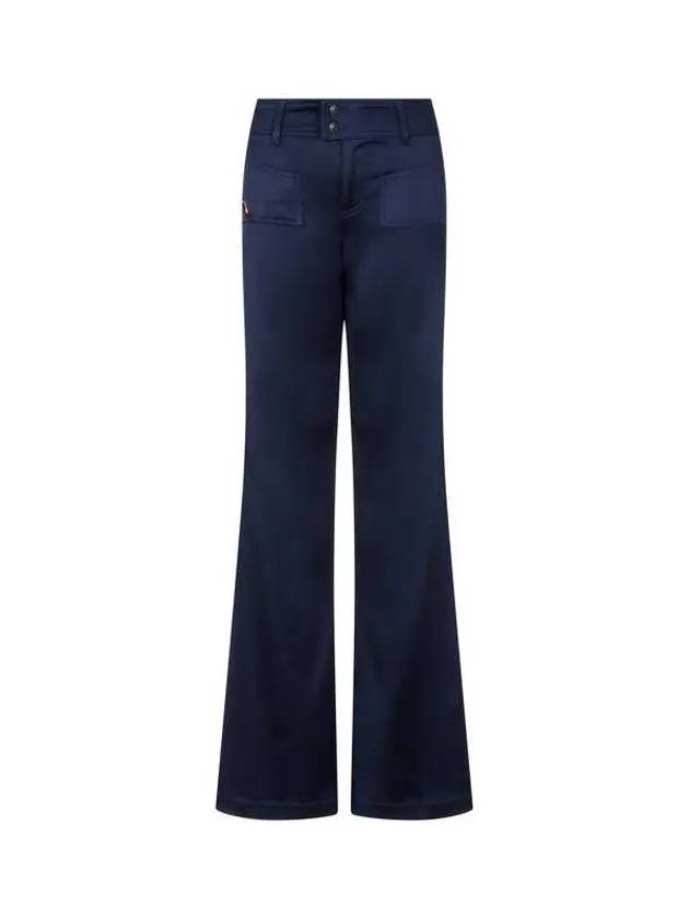 Women s Logo Patch Satin Bootcut Pants Navy - DIESEL - BALAAN 1