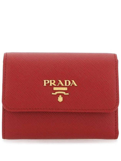 Saffiano Metal Logo Half Wallet Red - PRADA - BALAAN 2