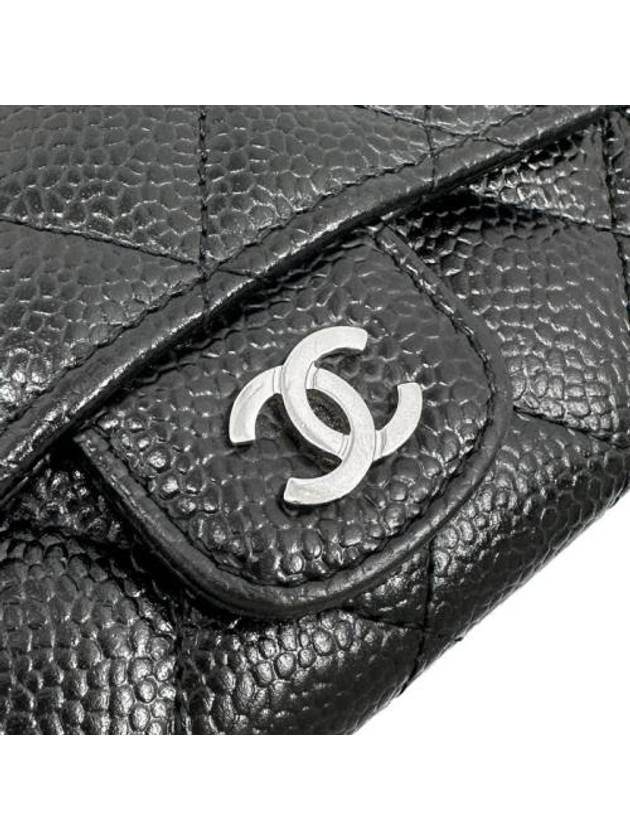 Classic Card Holder Grained Calfskin Silver Black - CHANEL - BALAAN 5