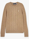 Embroidered Logo Pony Cable Knit Top Beige - POLO RALPH LAUREN - BALAAN 3