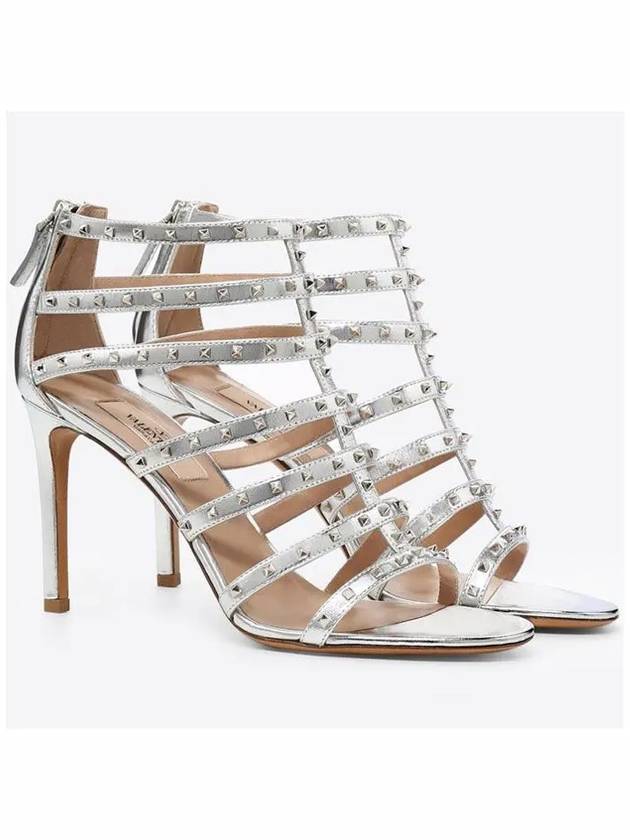 Lovestud Metallic Sandal Heels Silver - VALENTINO - BALAAN 3