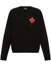 Red Maple Leaf Cool Fit Sweatshirt Black - DSQUARED2 - BALAAN 1