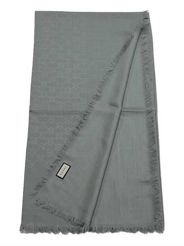 GG Jacquard Wool Silk Muffler Grey - GUCCI - BALAAN 3