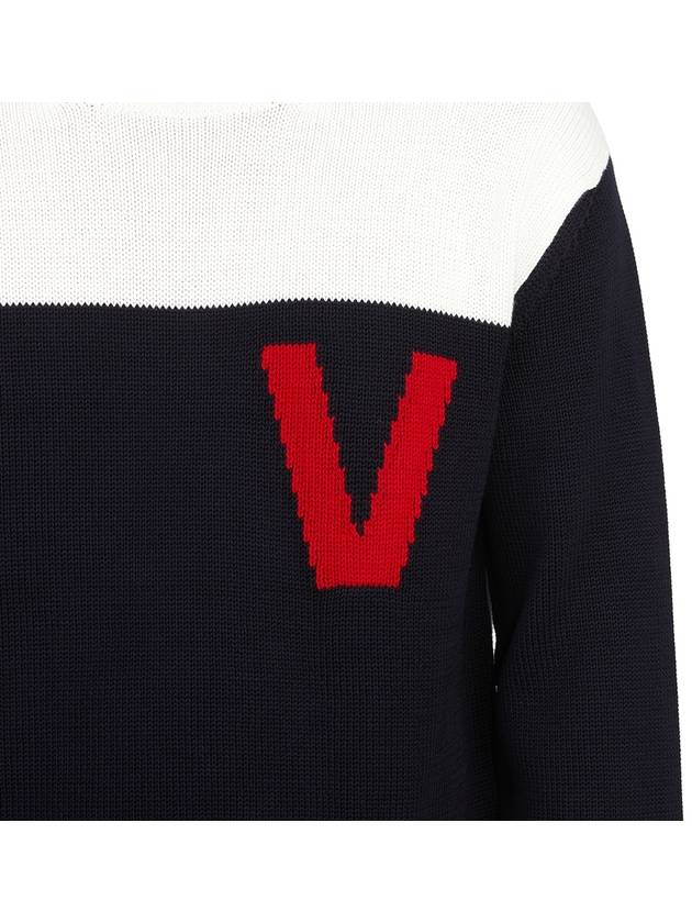 V Logo Bicolor Knit Top White Black - VALENTINO - BALAAN 9