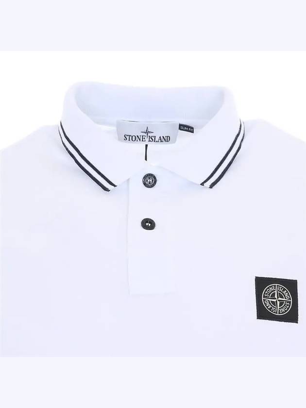 Stretch Cotton Pique Short Sleeve Polo Shirt White - STONE ISLAND - BALAAN 4