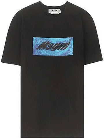 2840MM230 207098 99 Logo Print Short Sleeve T Shirt Black Men s TFN 270532 - MSGM - BALAAN 1