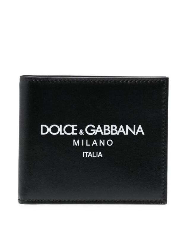 Logo Print Leather Wallet Black - DOLCE&GABBANA - BALAAN 2