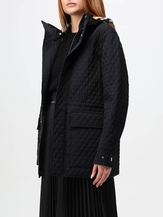 Check Hooded Quilted Jacket Black - BURBERRY - BALAAN 5