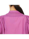 Women's Lace Insert Collar Long Sleeve Cotton Blouse Purple - VANESSA BRUNO - BALAAN 8