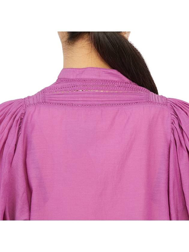 Women's Lace Insert Collar Long Sleeve Cotton Blouse Purple - VANESSA BRUNO - BALAAN 8