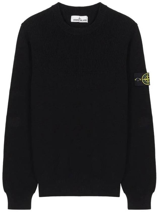 Men's Ribbed Soft Cotton Crewneck Knit Top Black - STONE ISLAND - BALAAN 3