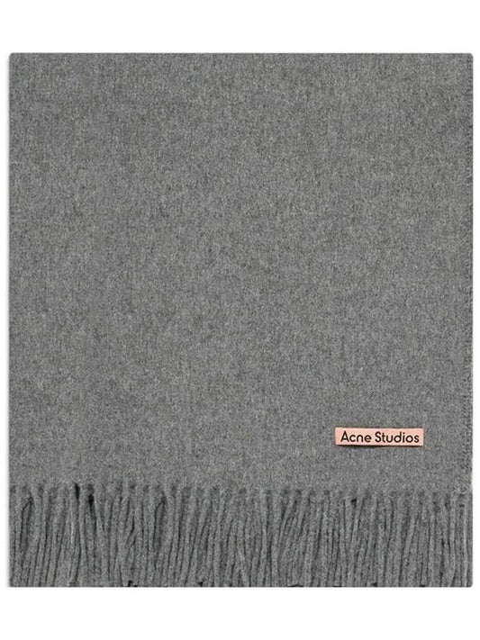 Logo Wool Fringe Scarf Grey - ACNE STUDIOS - BALAAN 2