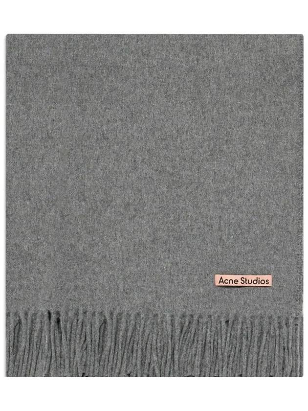 Logo Wool Fringe Scarf Grey - ACNE STUDIOS - BALAAN 3