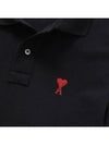 Heart Logo Polo Shirt Black - AMI - BALAAN 4