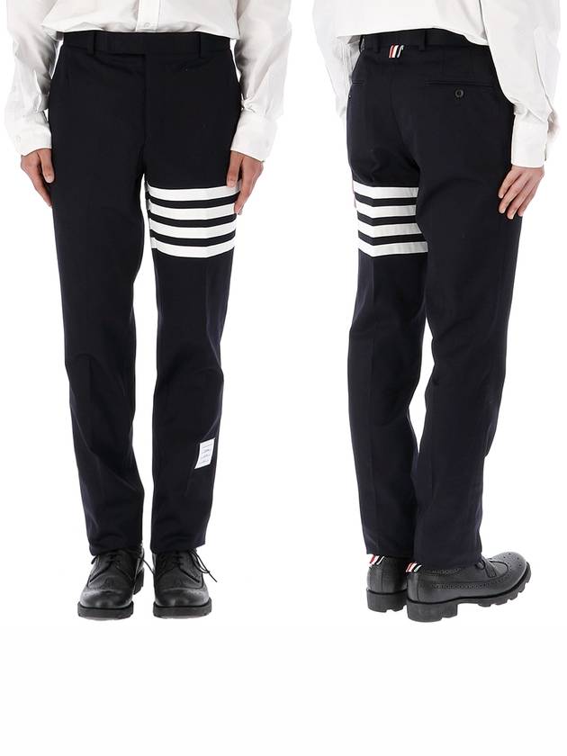 Diagonal Unconstructed Chino Straight Pants Navy - THOM BROWNE - BALAAN 2