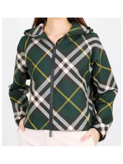 Check Pattern Zip-Up Hoodie Green - BURBERRY - BALAAN 2