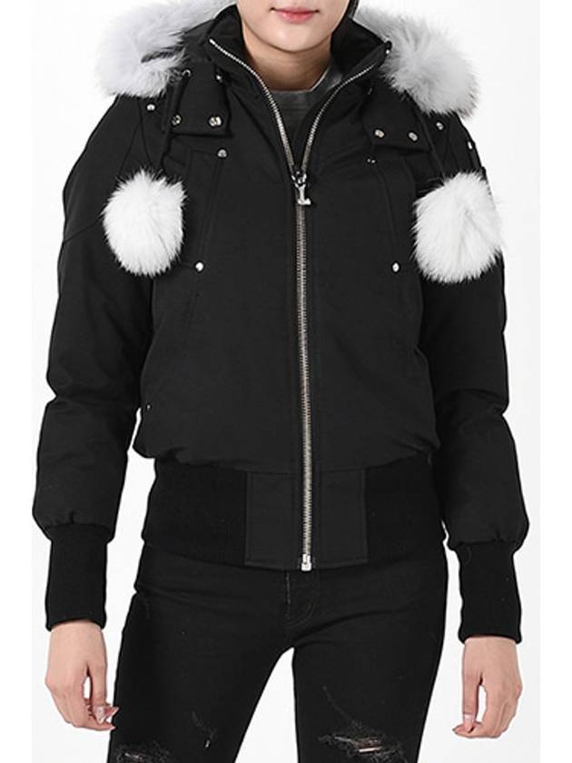 Women's Original Debbie Bomber Jacket White Fox Fur Black - MOOSE KNUCKLES - BALAAN 3