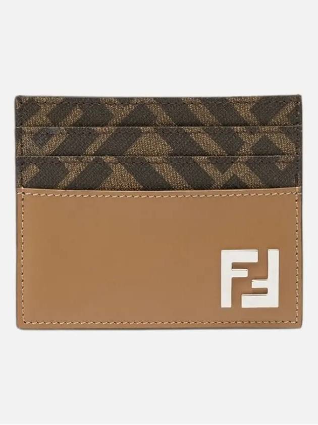 FF square leather card wallet beige - FENDI - BALAAN 3