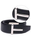 Sliver Soft Grain Leather T Icon Belt Dark Navy Black - TOM FORD - BALAAN 3