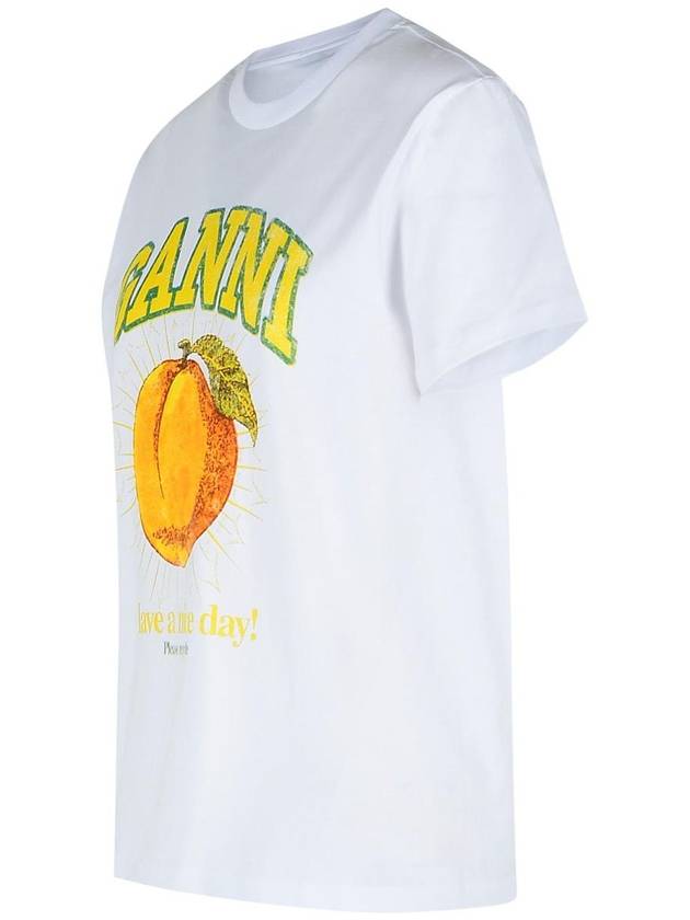 Women's Relaxed Peach Print Short Sleeve T-Shirt White - GANNI - BALAAN 3