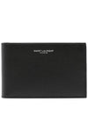 Classic Logo Textured Leather Half Wallet Black - SAINT LAURENT - BALAAN 2