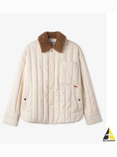 Shearling Collar Padded Oversized Fit Jacket Ivory - SUNNEI - BALAAN 2