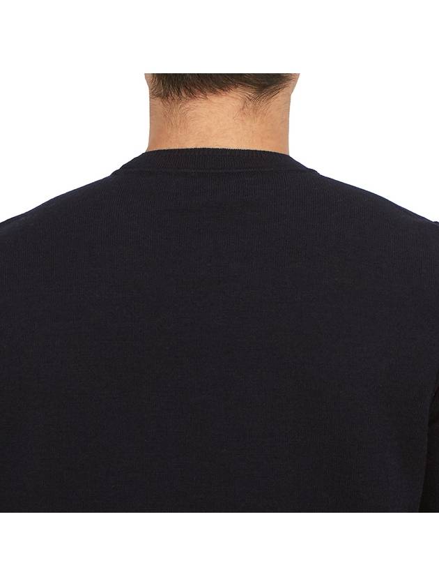 Logo Patch Crew Neck Knit Top Navy - STONE ISLAND - BALAAN 8