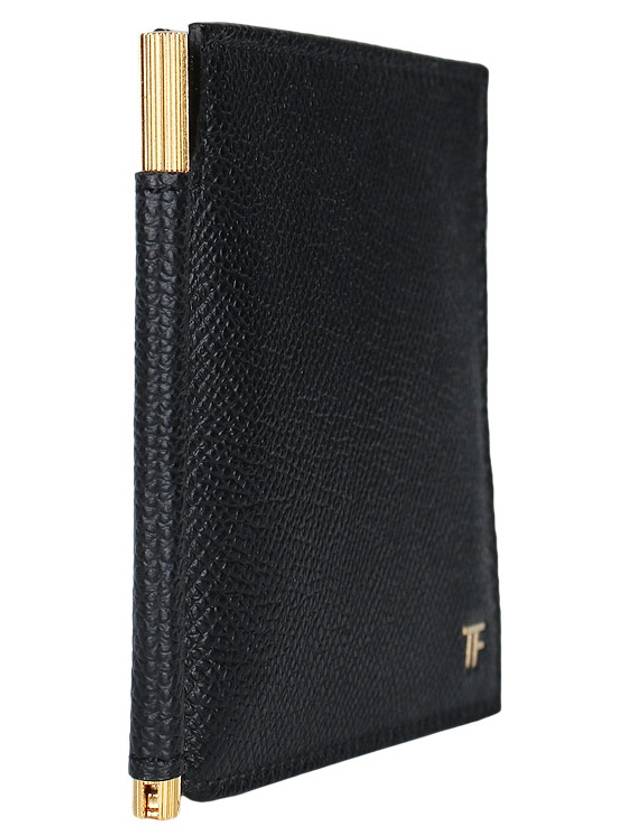 Small Grain Leather Money Clip Half Wallet Black - TOM FORD - BALAAN 4