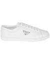 Brushed Leather Low-Top Sneakers White - PRADA - BALAAN 2