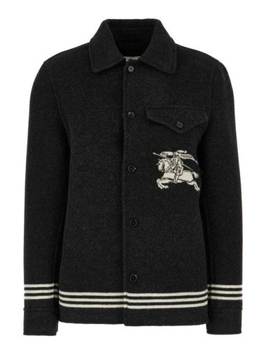 Wool Overshirt Jacket Black - BURBERRY - BALAAN 1