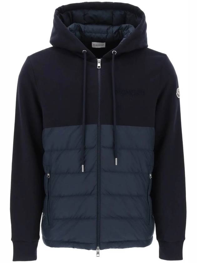 Logo Embroidered Padded Hooded Jacket Navy - MONCLER - BALAAN 2